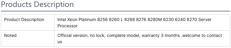 Intel Server Processor CPU 8256 8253 8260 L 8268 8276 8280M 6230 6240 8270